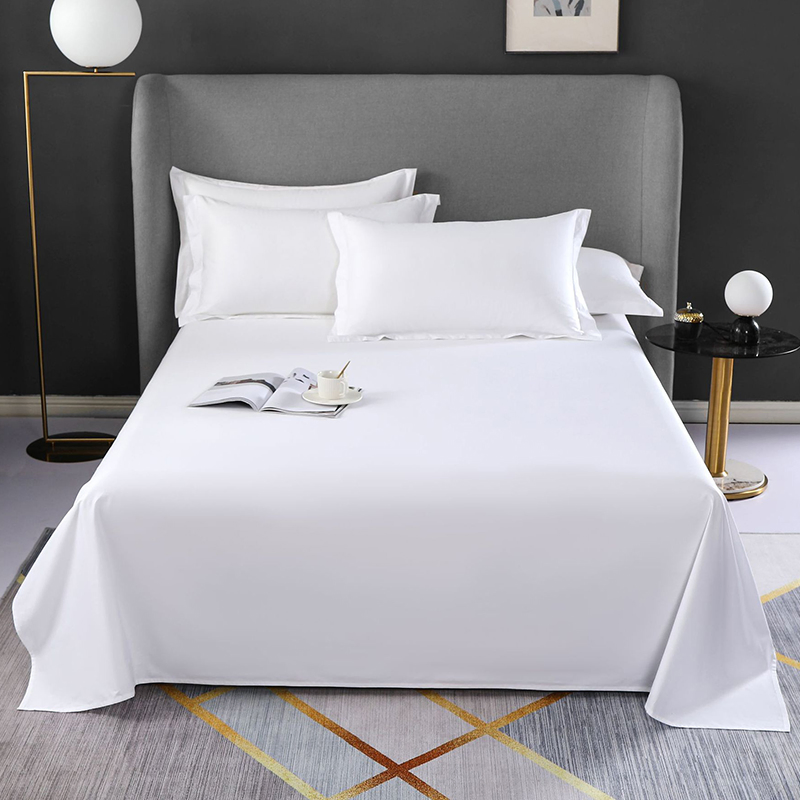 100% Cotton 60's*40's Satin High Density White Four Star Hotel Bed Sheet