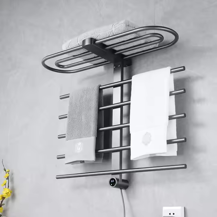 Elegant Chrome and White Anthracite PVD Heated Towel Rack