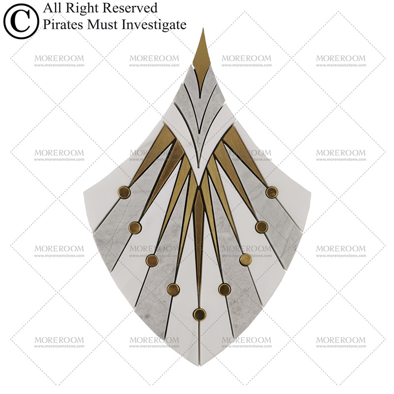 White Marble Mosaic Tile with Brass Inlay