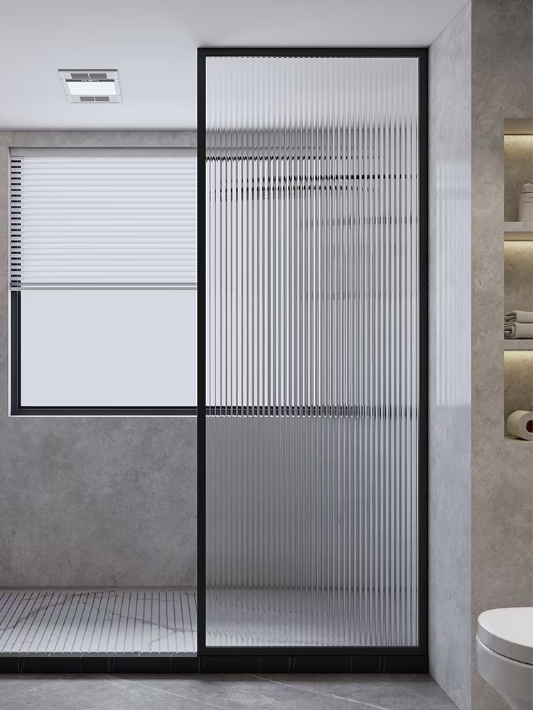 Modern Simple Design Sliding Black Frame Square Bathroom Door Shower Enclosure