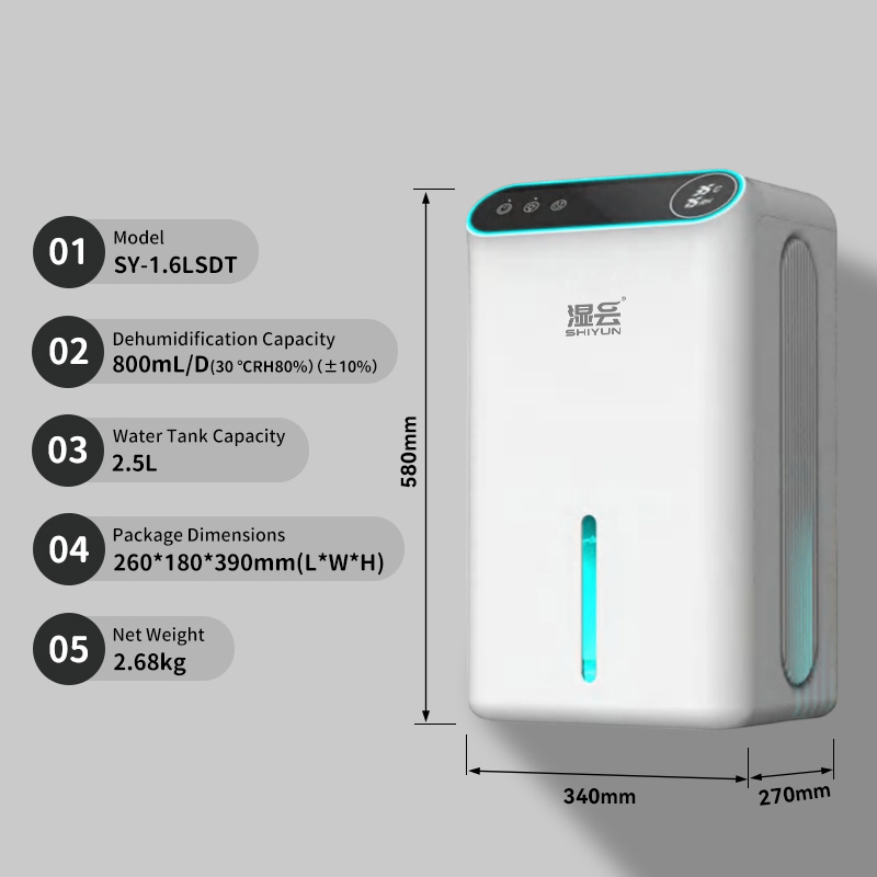 1.6L Small Capacity Dehumidifier with Visible Water Tank, WiFi Remote Control