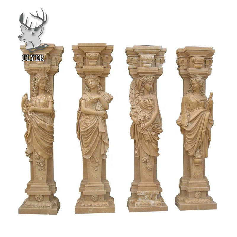 Home Decorative Marble Carving Lady Statue Pillars Carved Stone Woman Figure Sculpture