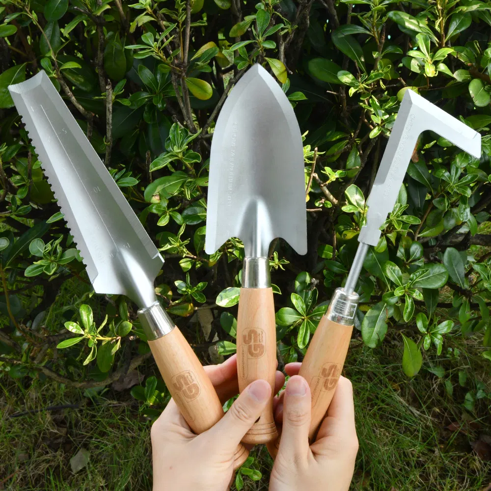 Ergonomic 3PCS Wooden Garden Hand Tools Garden Shovel/Weed Cutter/Weeding Trowel for Household