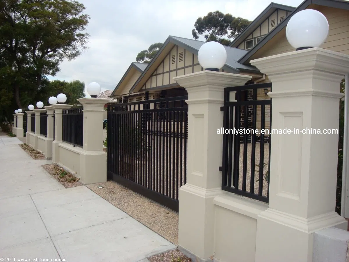 Outdoor Natural Limestone/Sandstone/Granite Fence Pillar Design