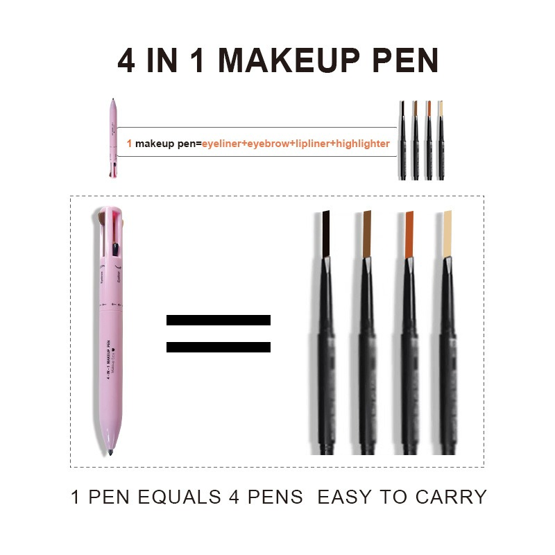 All-in-One Makeup Pen Lip Liner Highlighter Eyeliner Eyebrow Pencil with Refills