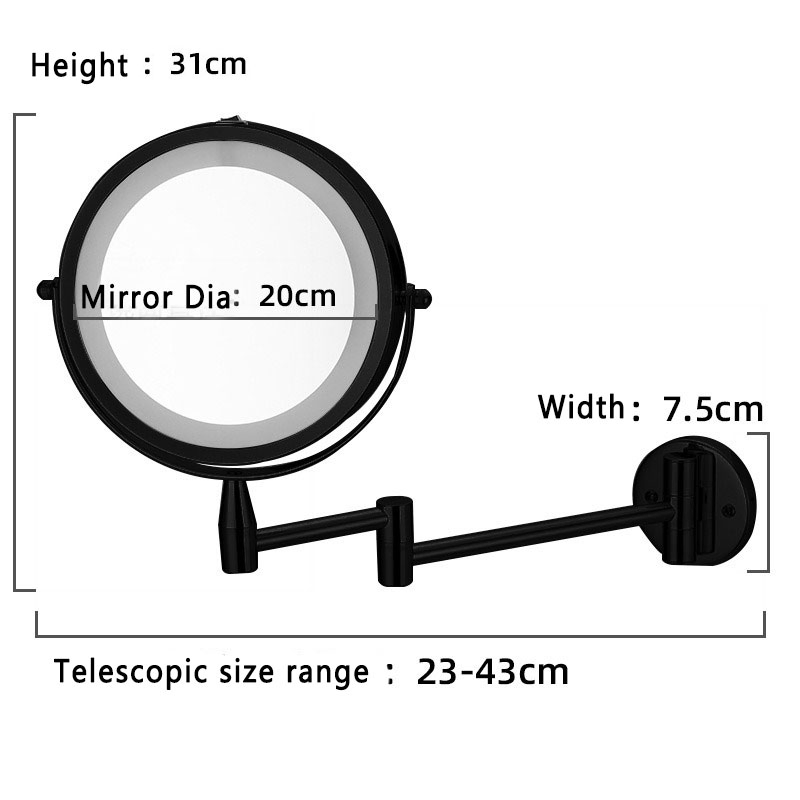 Multi-Function LED Makeup Mirror with Chrome Finish and Adjustable Light