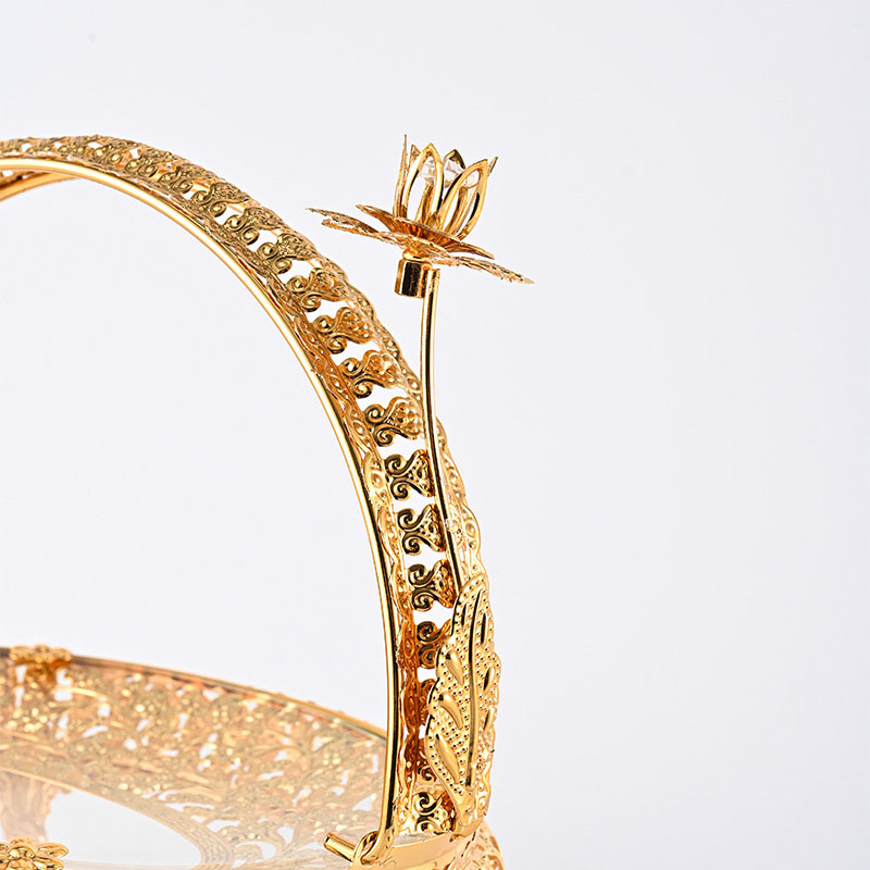 Manufacturer Glass Fruit Basket Decoration Gold Metal Food Plates and Trays