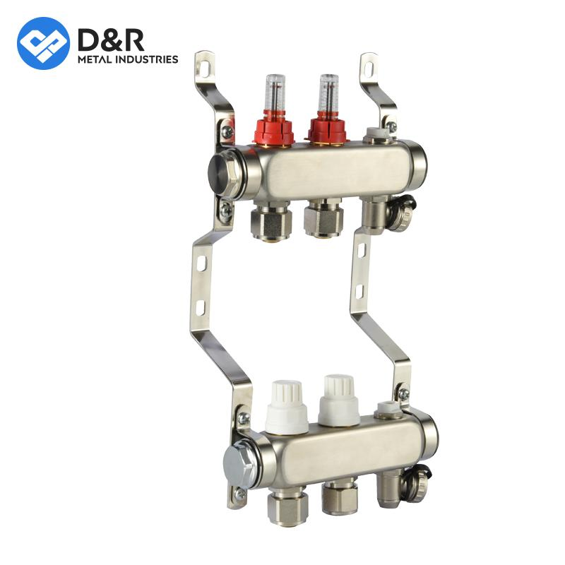 D&R Low Price OEM Stock Brass Hydronic Underfloor Heating Manifolds Mixer Stainless Steel Water Manifold Pump Set Compact with Pump for Floor Heating Systems