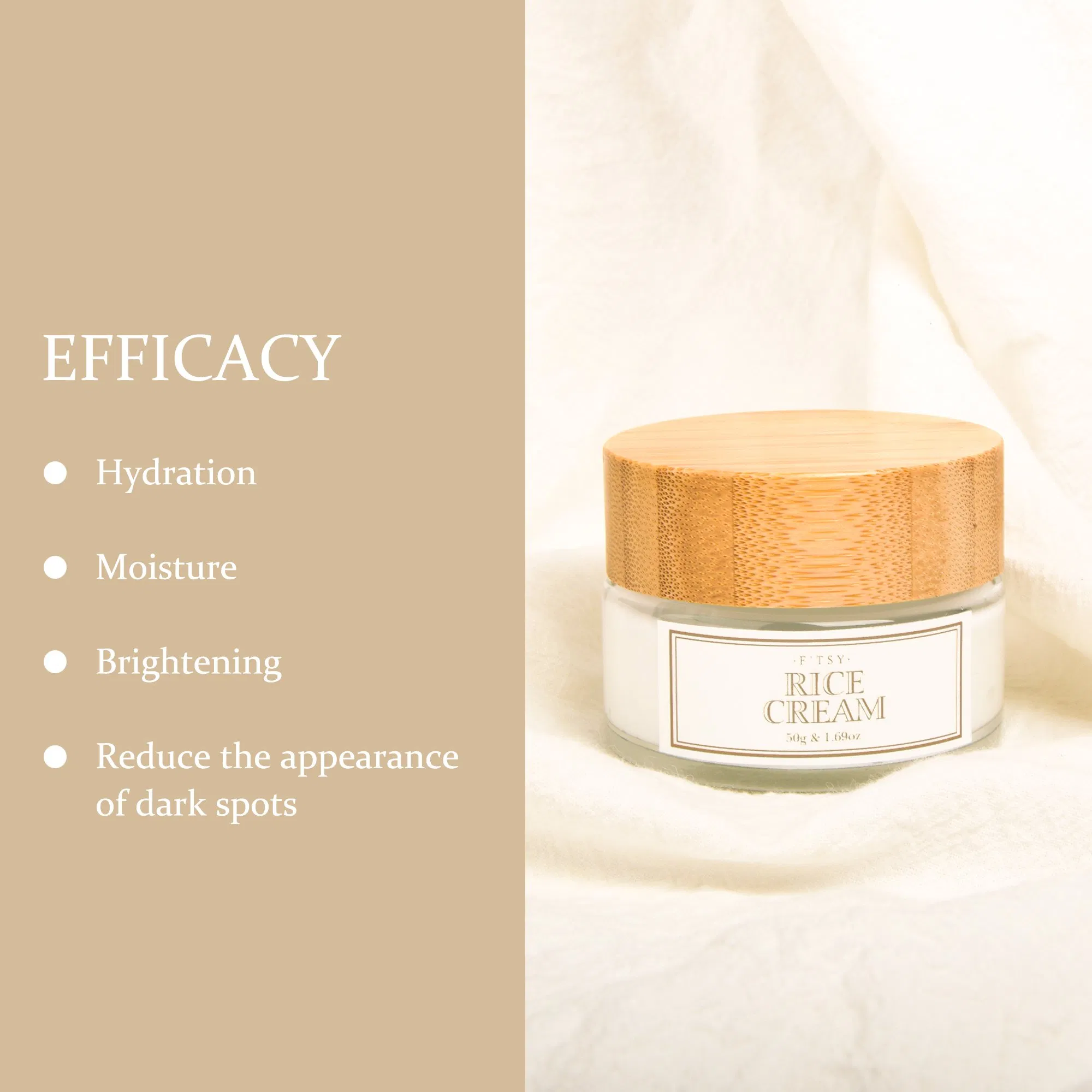 Natural Rice Extract Whitening Face Cream Niacinamide Soothing Moisturizer Private Label