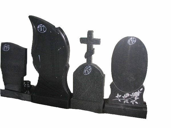 China Shanxi Black Granite Diamond Carved Upright Tombstone