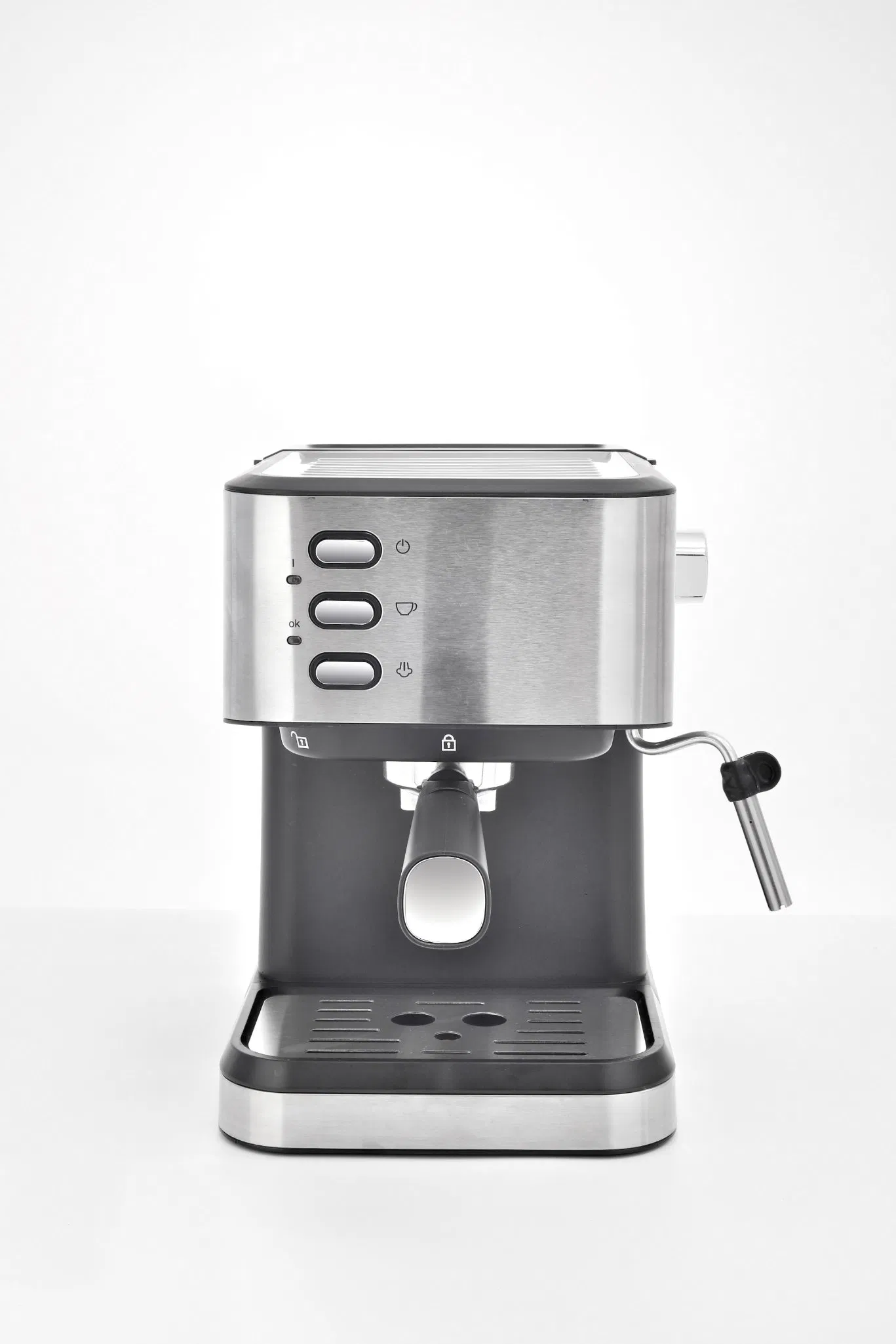 1.5L Detachable Water Tank Dual Stainless Filter Milk Frother Cappuccino Espresso Silver Coffee Maker Machine