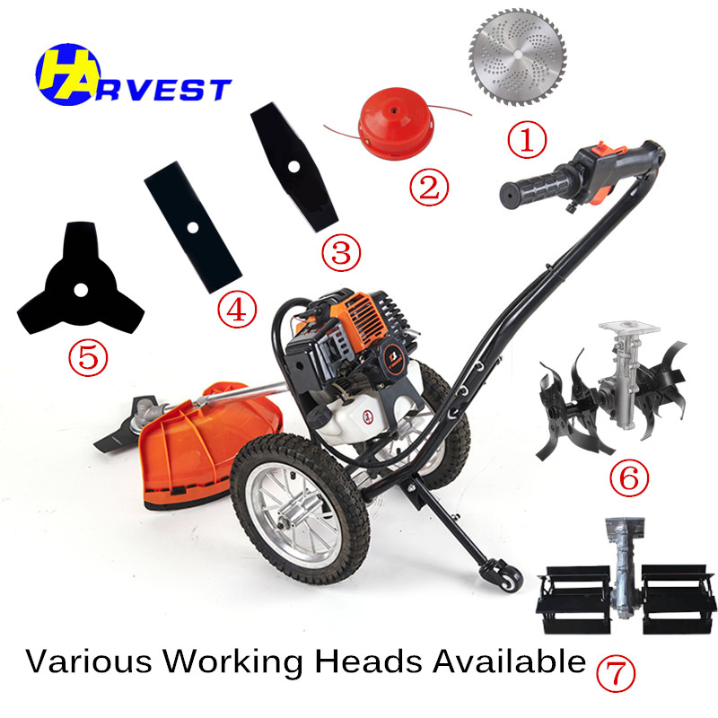 Flexible Wheeled Manual Multifunctional Lawn Mower Gasoliner Trimmer Grass Brush Cutter (TFC430)