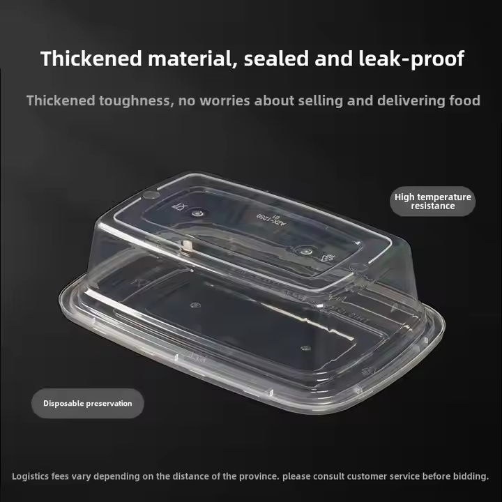 Fast Food Takeout Lunch Box Disposable 1000ml Plastic Rectangular Container