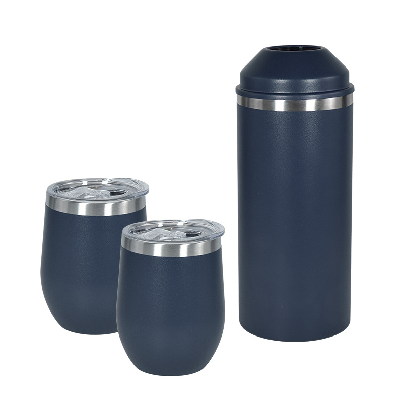Promotional Gifts Set 25oz Stainless Steel Wine Bottle Champagne Cooler with 2 Wine Tumblers