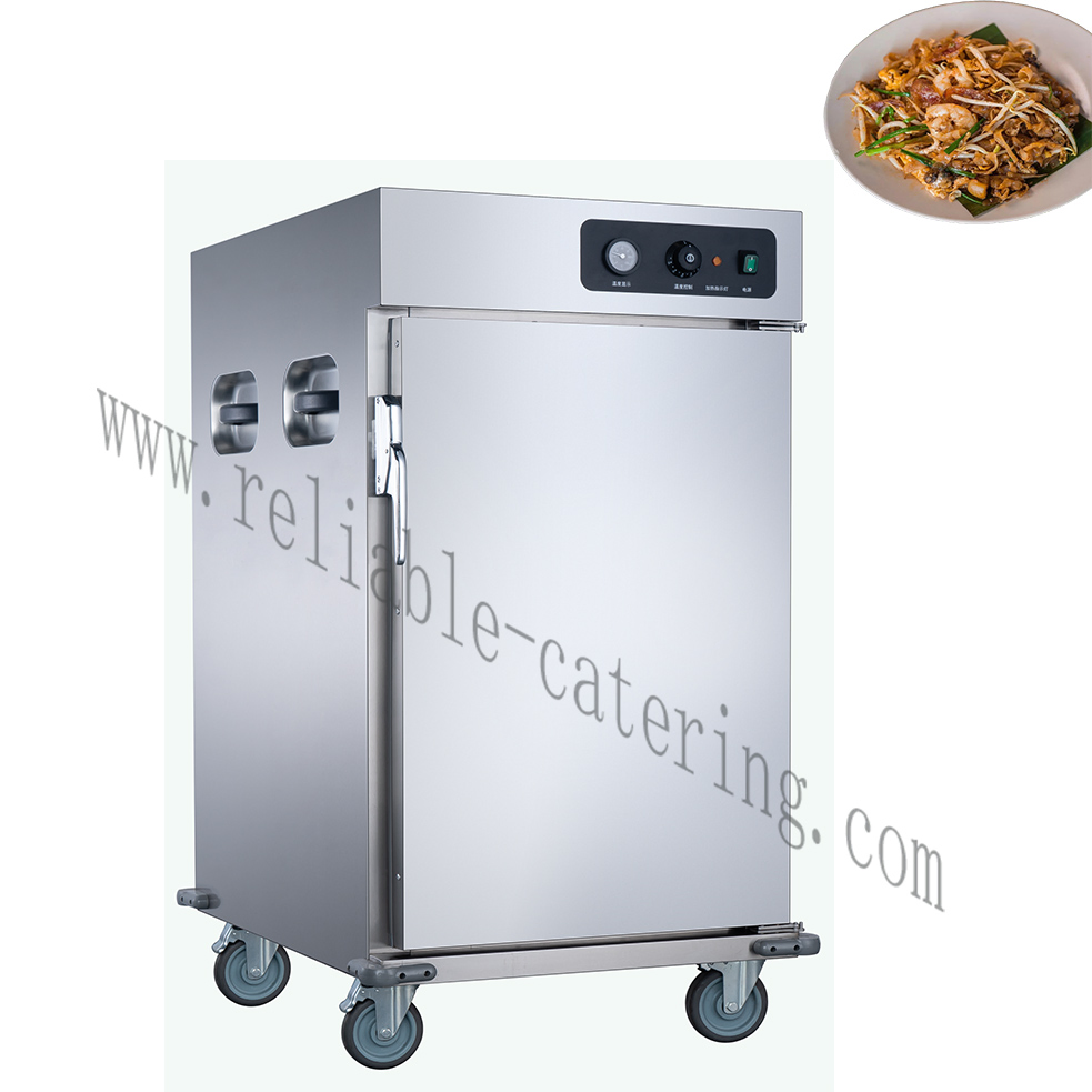 Modern Stainless Steel Food Warmer Trolley with Temperature Display