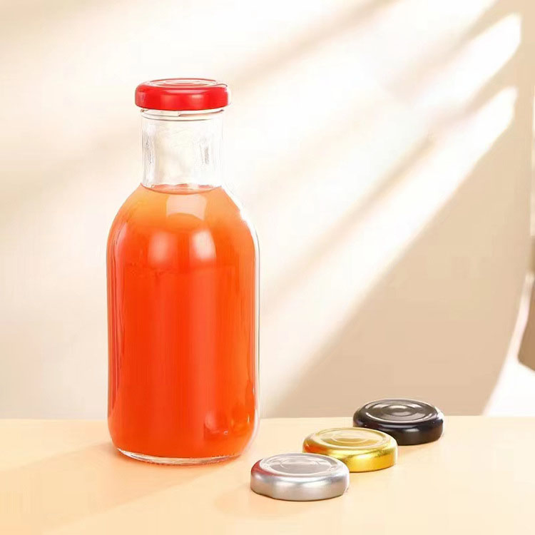 Wholesale 250ml 350ml 500ml Clear Round Glass Beverage Milk Juice Bottle