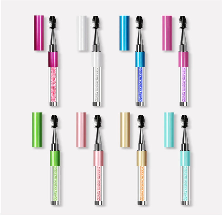 Retractable Crystal Micro Mascara Applicator Extension Spoolie Cleaning Eyelash Brush with Cap