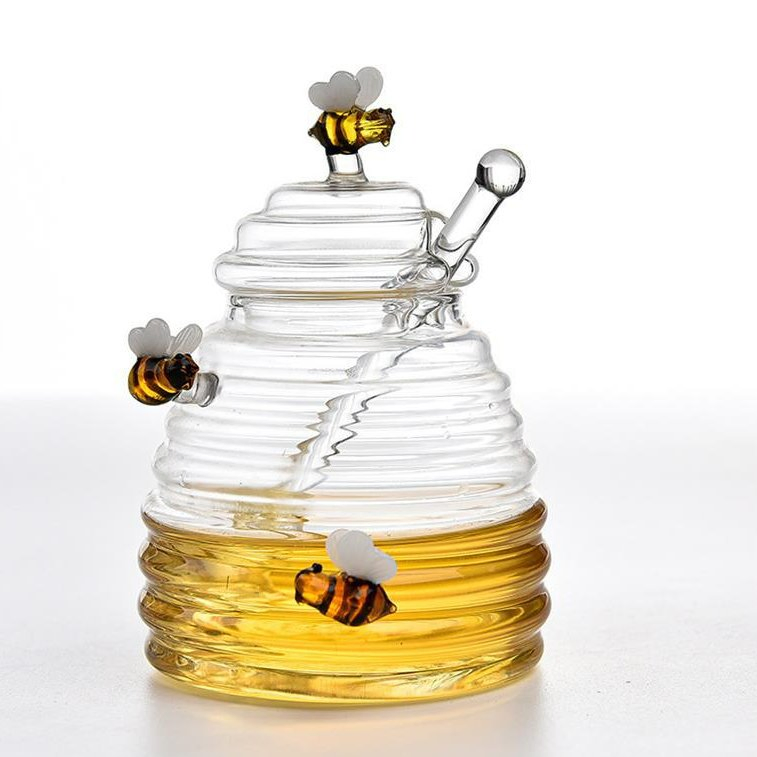 Kitchen Pantry Container Honey Jars Honey Bee Pot with Muddler