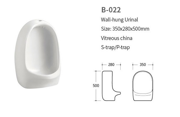 D02 Public Bathroom Sanitary Ware, Free Standing or Wall-Hung Urinal