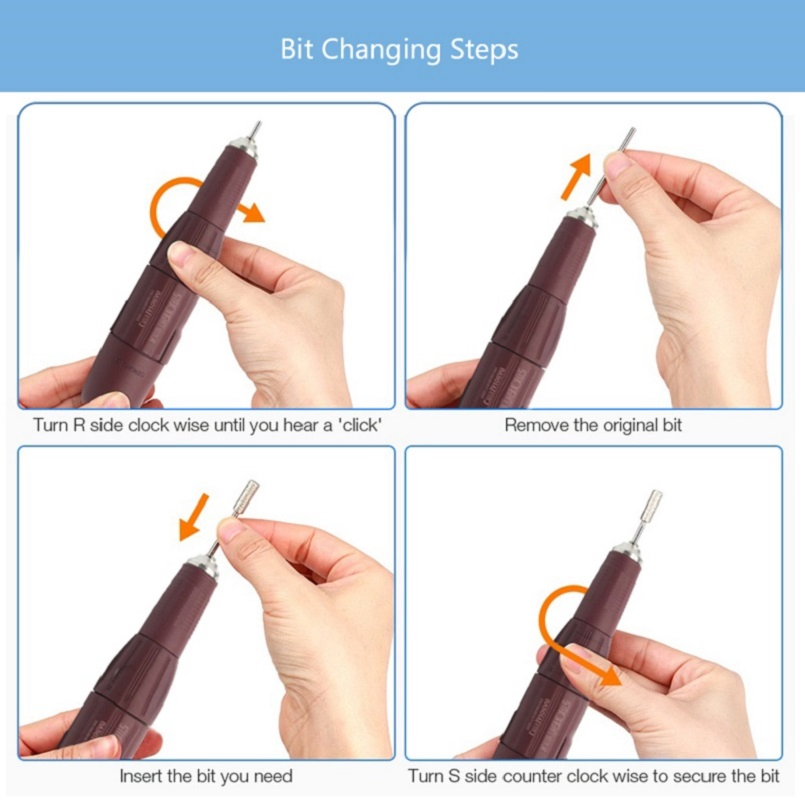 Drill Machine 45000rpm Professional Electric Nail Drill for Jewelry Acrylic+Gel Nails Manicure Pedicure Polishing Home Salon