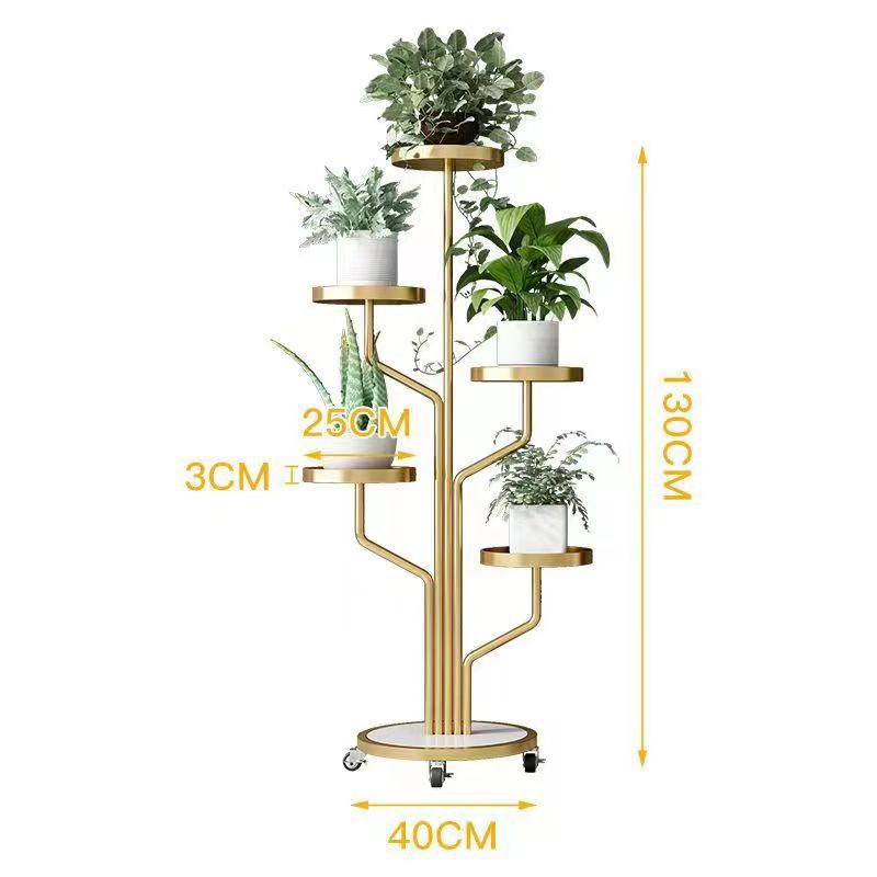 Wholesale Courtyard Flower Rack Living Room Movable Wheel Rack Indoor Home Balcony Flower Pot Rack