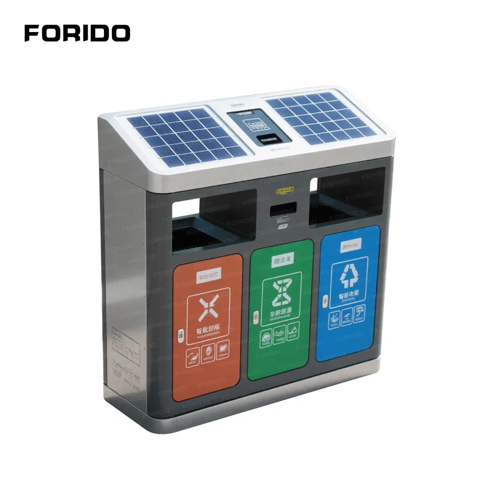 Outdoor Photovoltaic Intelligent Garbage Classification Bin with Touch Screen Sensor Cover