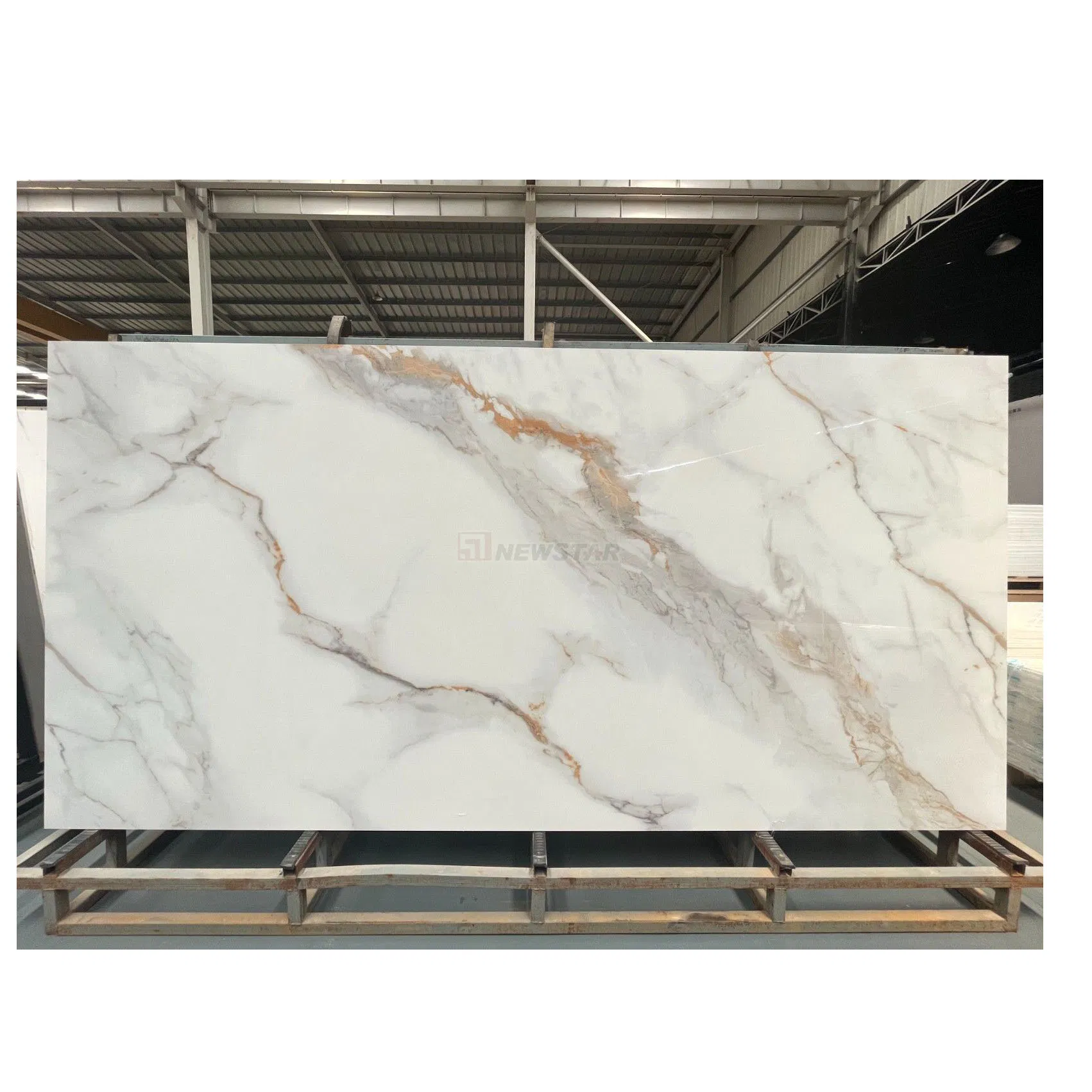 Newstar Factory Polished Marble Look Slabs Sintered Stone Floor Paver Hotel Project Porcelain Thin Slabs for Living Background