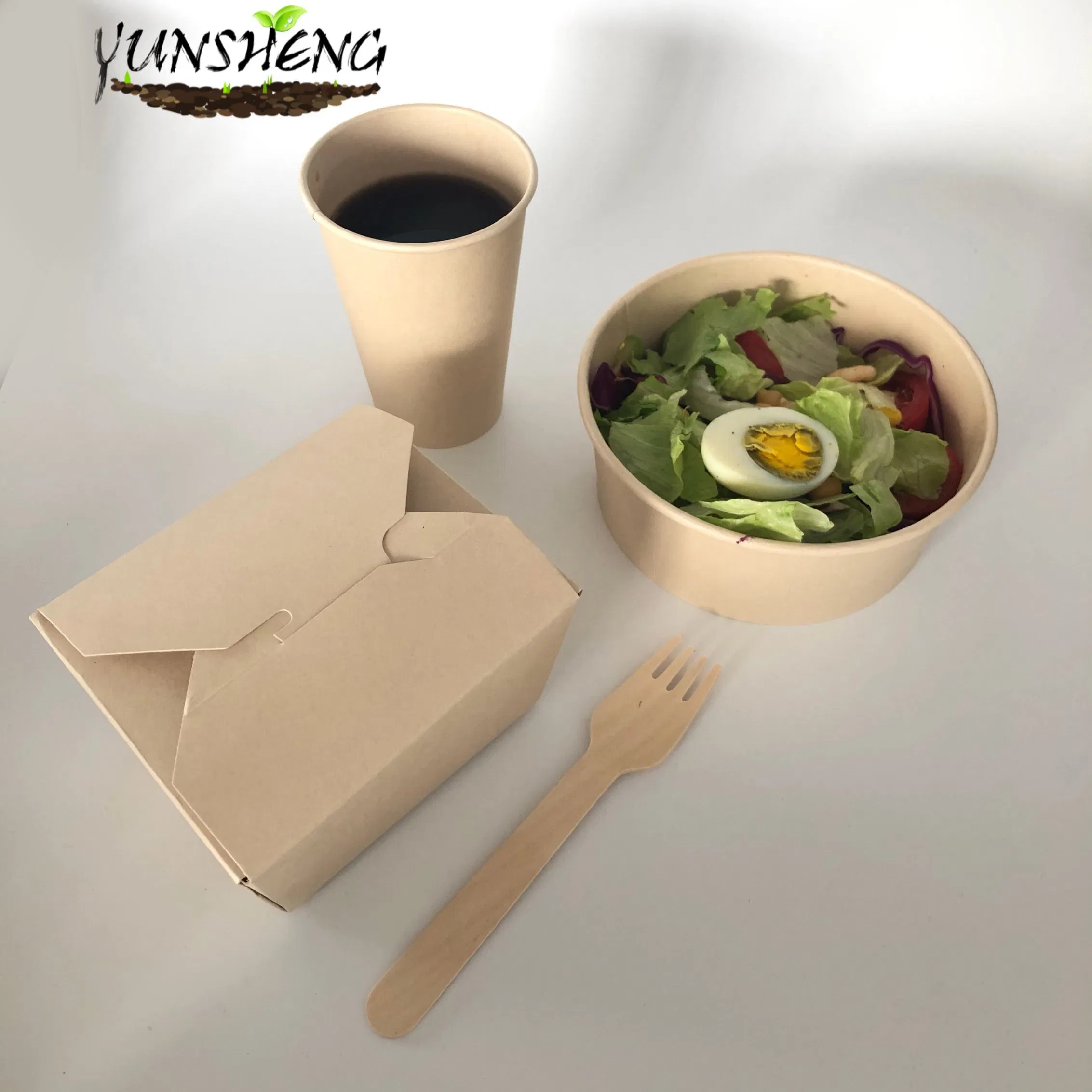 500ml, 1000ml 1300ml Kraft Salad Bowls with Lid Sustainable Takeaway Packaging