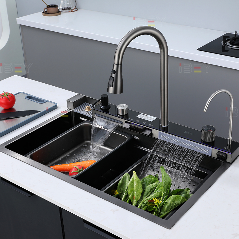 Multi-Functional 304 Stainless Steel Kitchen Sink with Plastic-Body Faucet