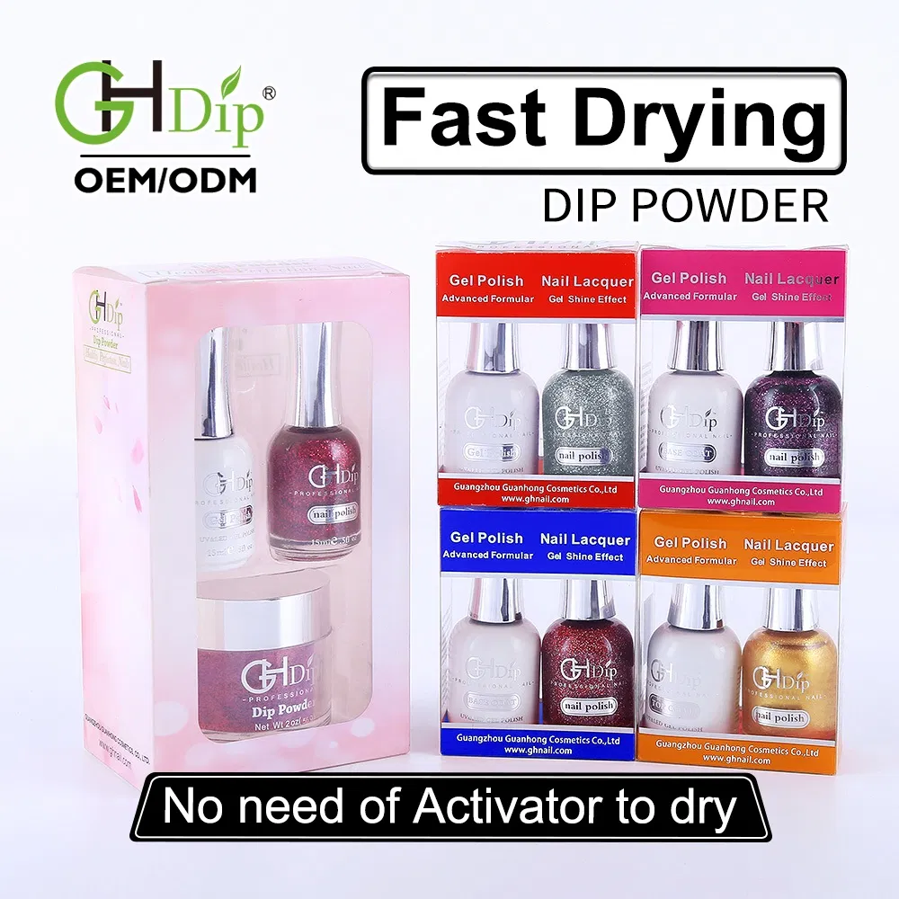 Silver Glitter Nail Fast Drying Dipping Powder Color Match 3 in 1 Set