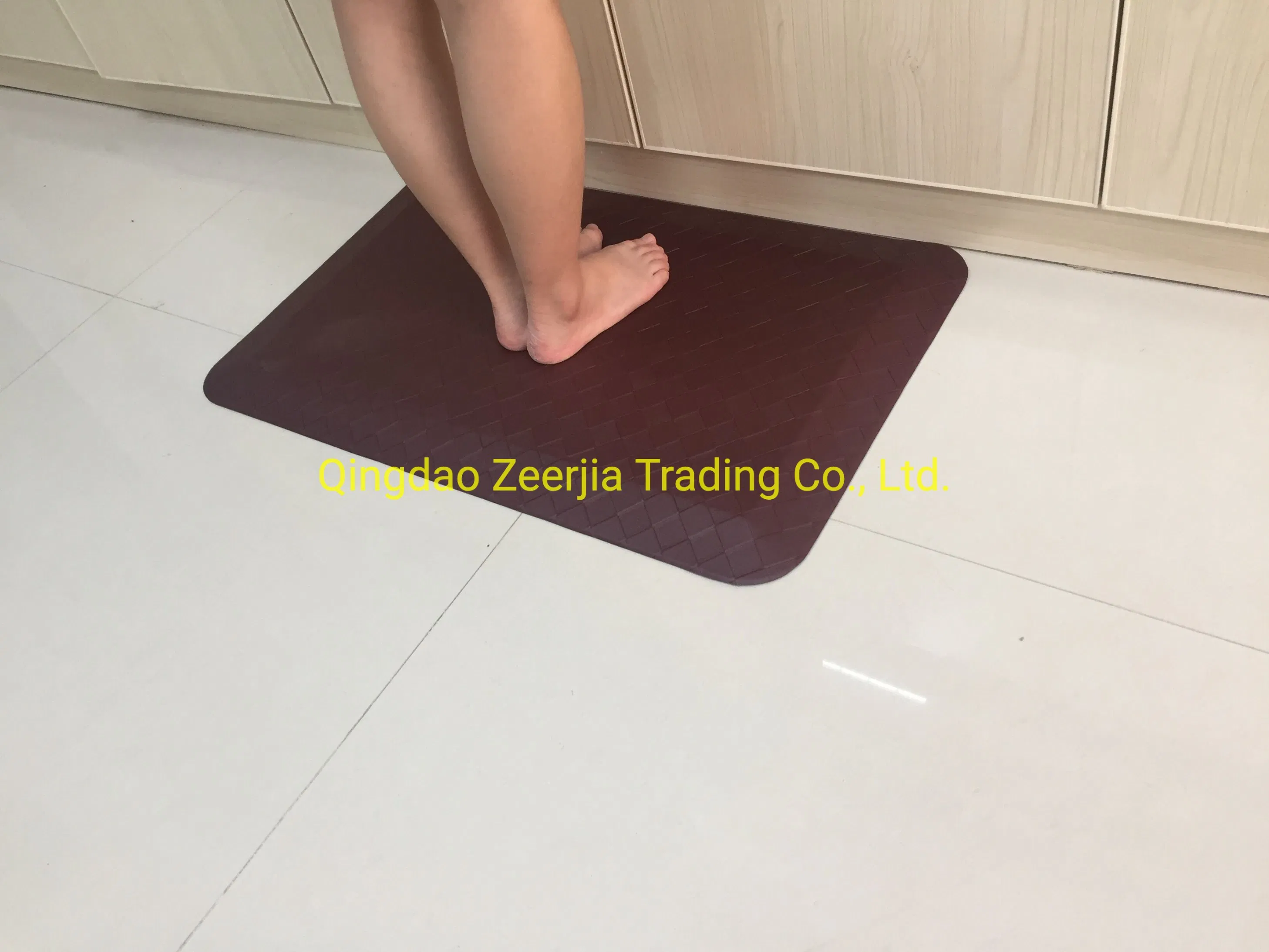 10-18mm Black PVC PU Foam Anti-Fatigue Mat for Office/Kitchen/Bathroom