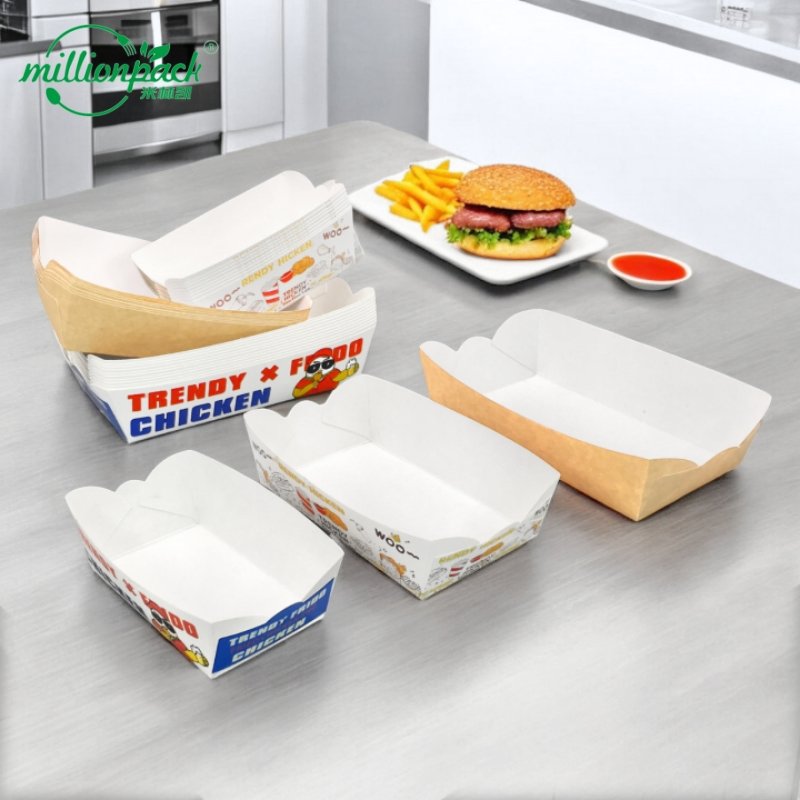 Recyclable Brown Kraft Paper Tray for Street Food and Snacks