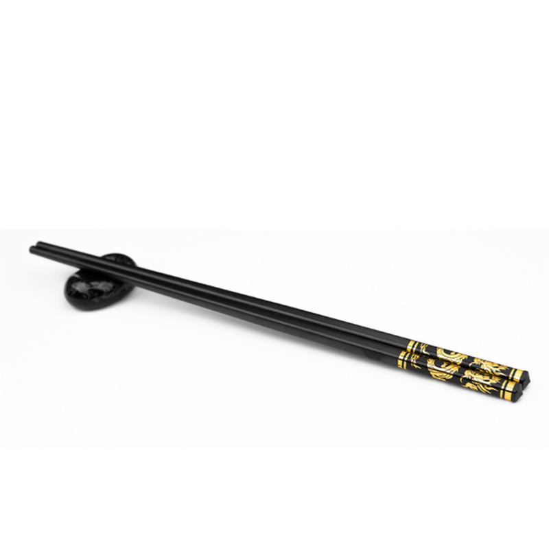 Reusable Plated Black Gold Dragon Alloy Fiberglass PPS Chopsticks