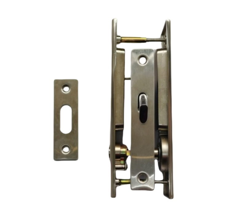Sliding Bathroom Door Hook Lock Cupboard Hidden Concealed Door Steel Lock Set with Key for Wooden Aluminium Glass Cabinet Door