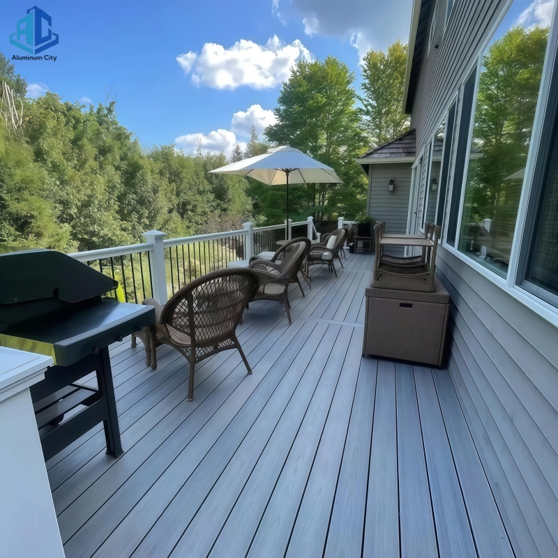 New Design Aluminum Composite Deck Flooring OEM Wood Board Customized Aluminum Decking