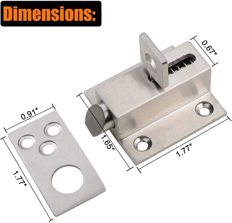 Zinc Alloy Security Pull Ring Spring Bounce Toilet Door Bolt