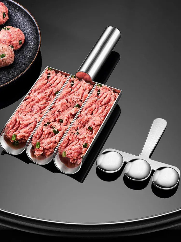 304 Stainless Steel Meatball Scoop Maker Mold for Fish Beef Easy-Release Non-Stick Rice Ball Dumplings Maker DIY Kitchen Tools