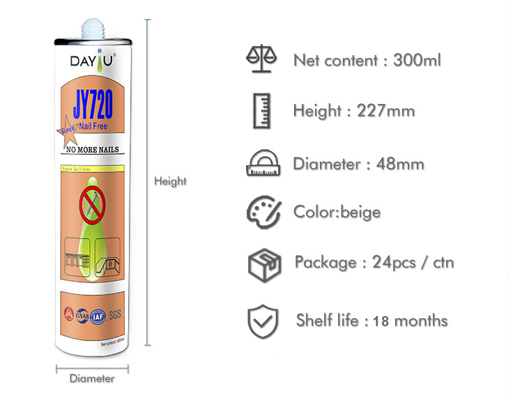 Multipurpose Synthetic Various Substrates with Heat and Water Resistance Liquid Nail Adhesive
