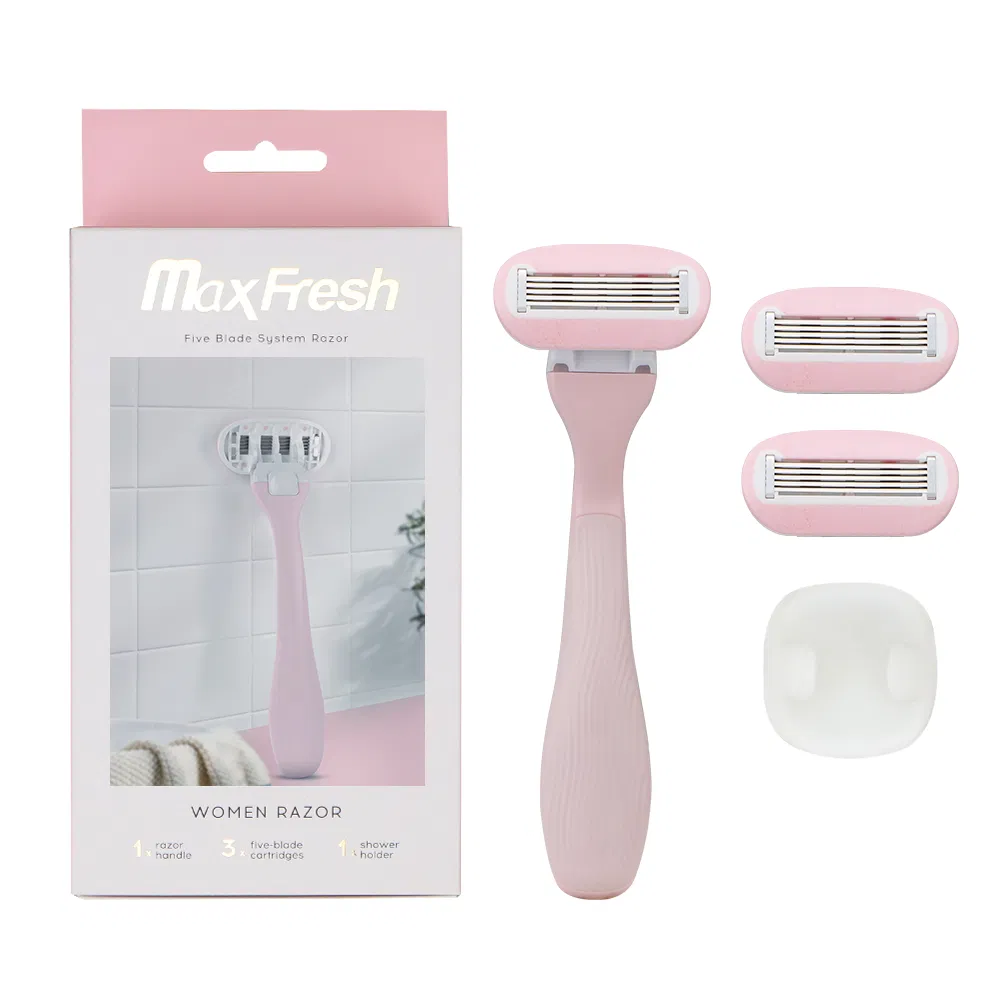Five Blades Women Razor Shaving Tool with 2 Moisturising Cartridges