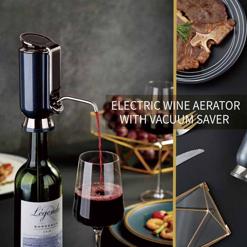 Luxurious 3-in-1 Electric Wine Aerator, Dispenser, and Vacuum Saver - for Improving Wine Taste, Aroma and Wine Preservation, Wine Gift for Women Men