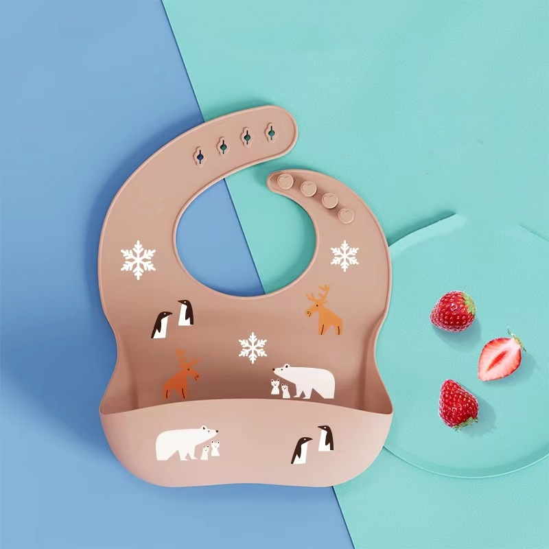 Personalized Competitive Price Printed Silicon Bib Waterproof Waterproof Silicone Baby Bib