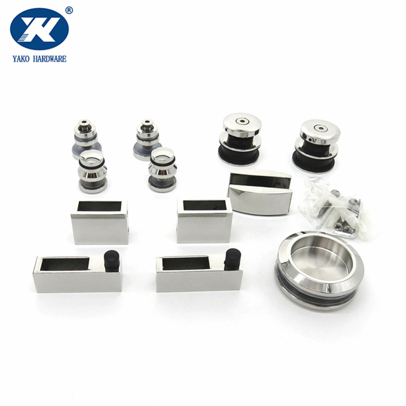 Frameless Stainless Steel Bathroom Shower Hardware Set for Sliding Glass Door