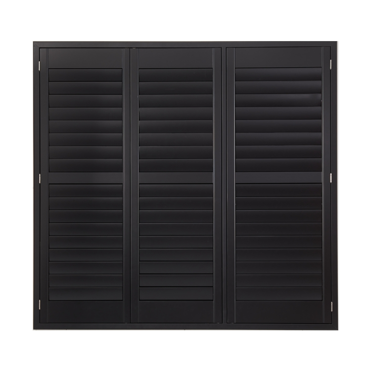 Custom Size Black PVC Window Shutters Solid Wood Shutter Adjustable Louver Shutter with Frame