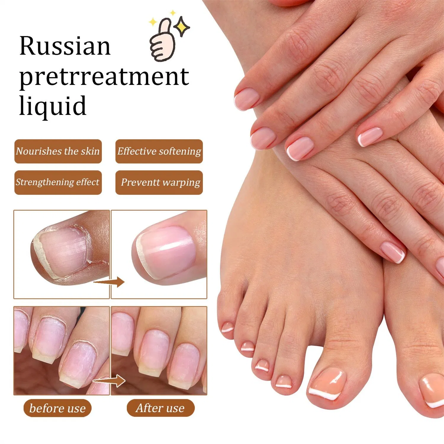 Russian Nail Aid Nourishes Nails Quickly Softens and Removes Dead Skin Without Hurting Hands Prpcessed Liquid