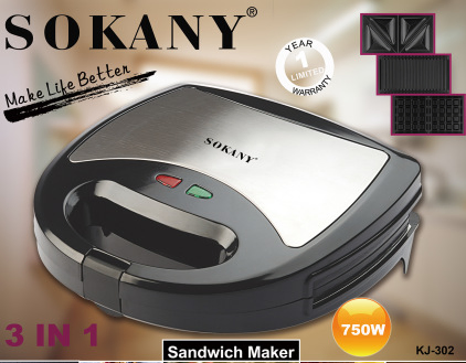 Sokany Sandwich Maker 3 in 1 Household 3in1 Sandwich Maker 3-in-1 Doughnut Waffle & Sandwich Maker Sandwich Maker Machine 3 in One Breakfast Maker