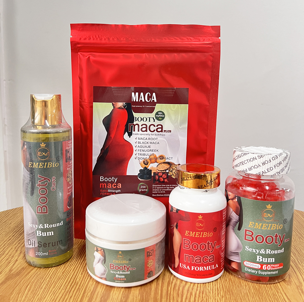 OEM Service Butt Booty Maca Best Women Health Natural Herbal Black Maca Root Powder Cream Gummy Set for Butt Enlargement