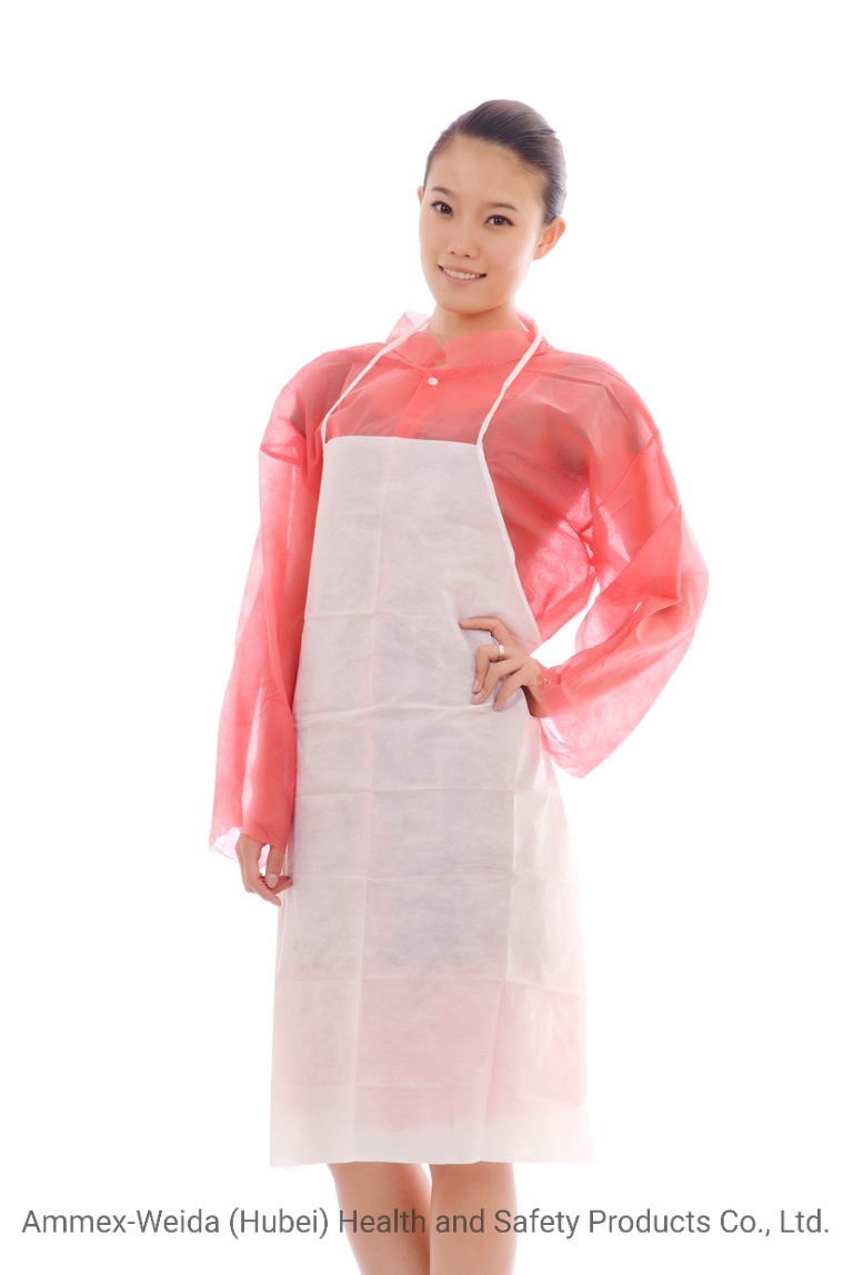 One-Time Using Apron with Non-Woven Material Soft Surface for Factory or Kitchen or Garden