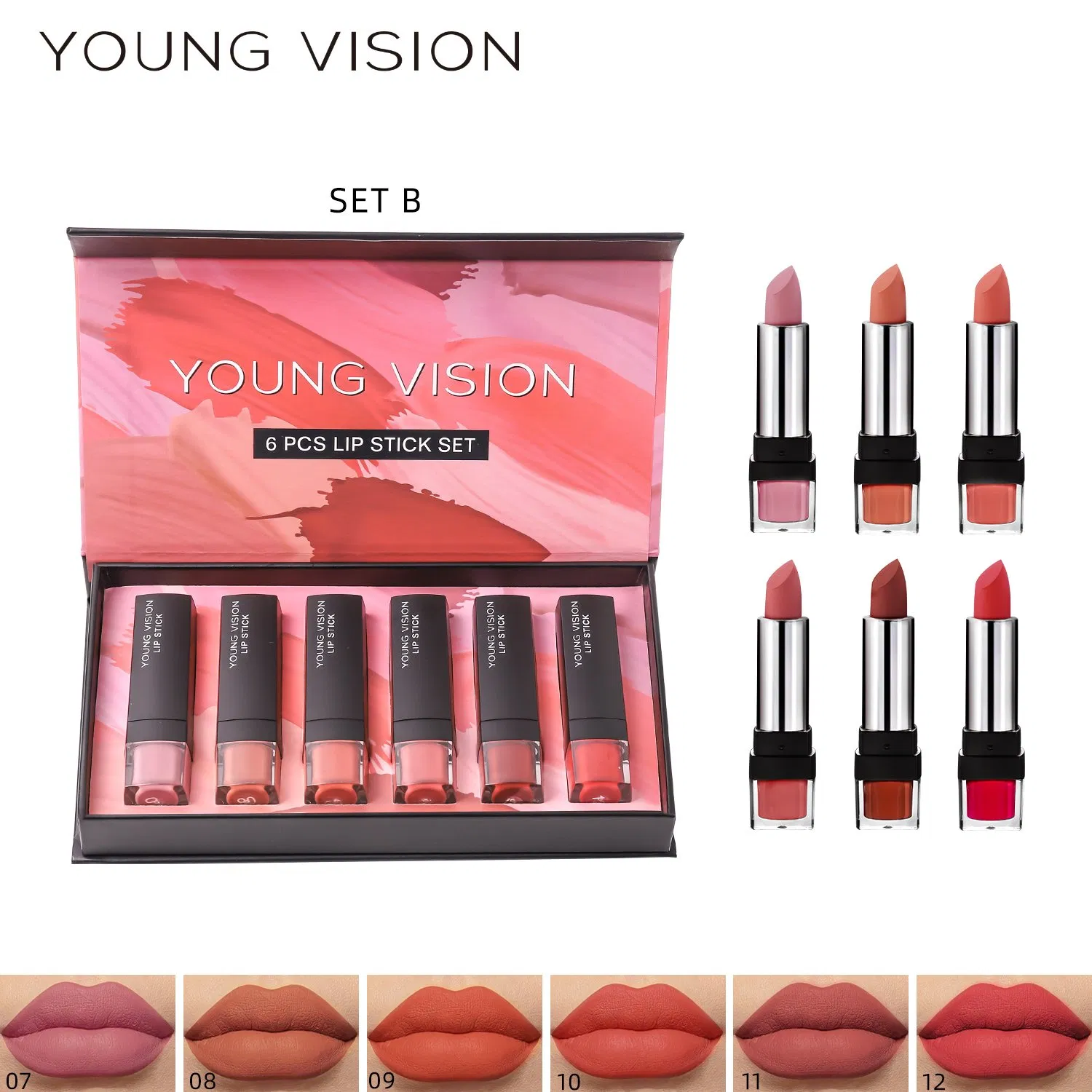 Online Wholesale in Stock 6PCS Lip Stick Set Long Lasting Moisturizing Waterproof Non Stick Cup Velvet Nude Matte Liquid Lipstick Kit