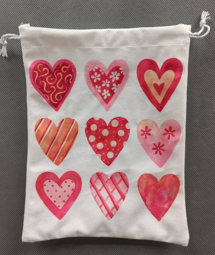 Custom Digital Printed Drawstring Gift Bag Used for Valentine's Day