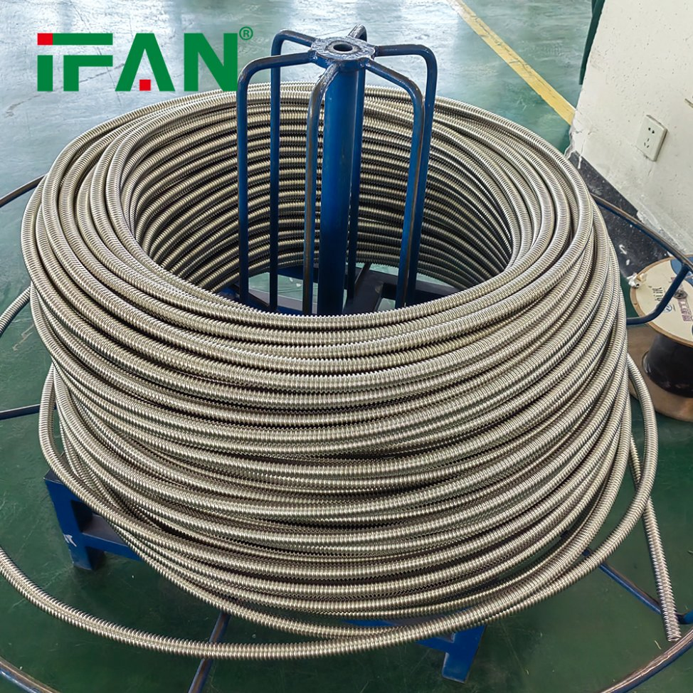 Ifan Hot Sale Corrugated Stainless Steel Hose Gas and Water Connector Pipe 20cm - 30m Roll Tubing Flexible Metal Ss Tube - 3/4 Inch Fittings